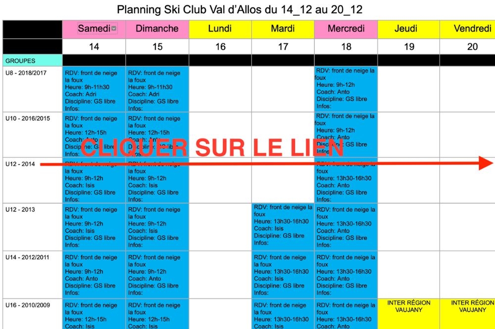 PLANNING DU 14/12 au 20/12/2024